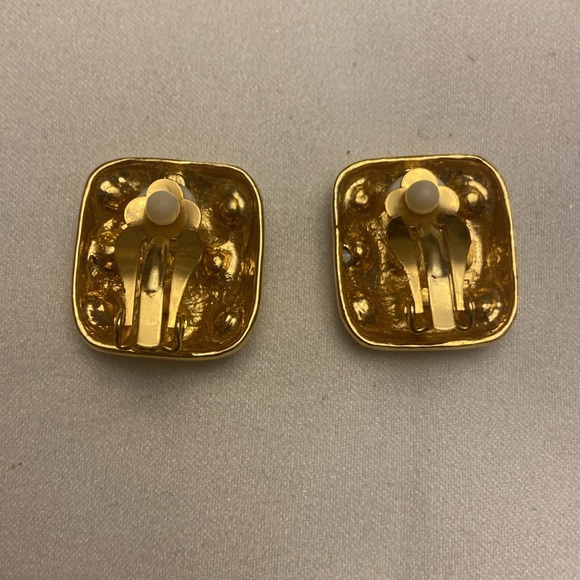 Gold tone Rhinestone Clip-on Earrings - Picture 4 of 4